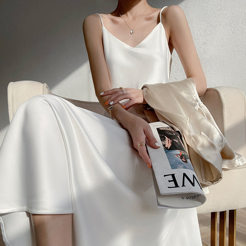 Women's Bottoming Temperament French Style Long Dress With Suspenders - ANIBEY