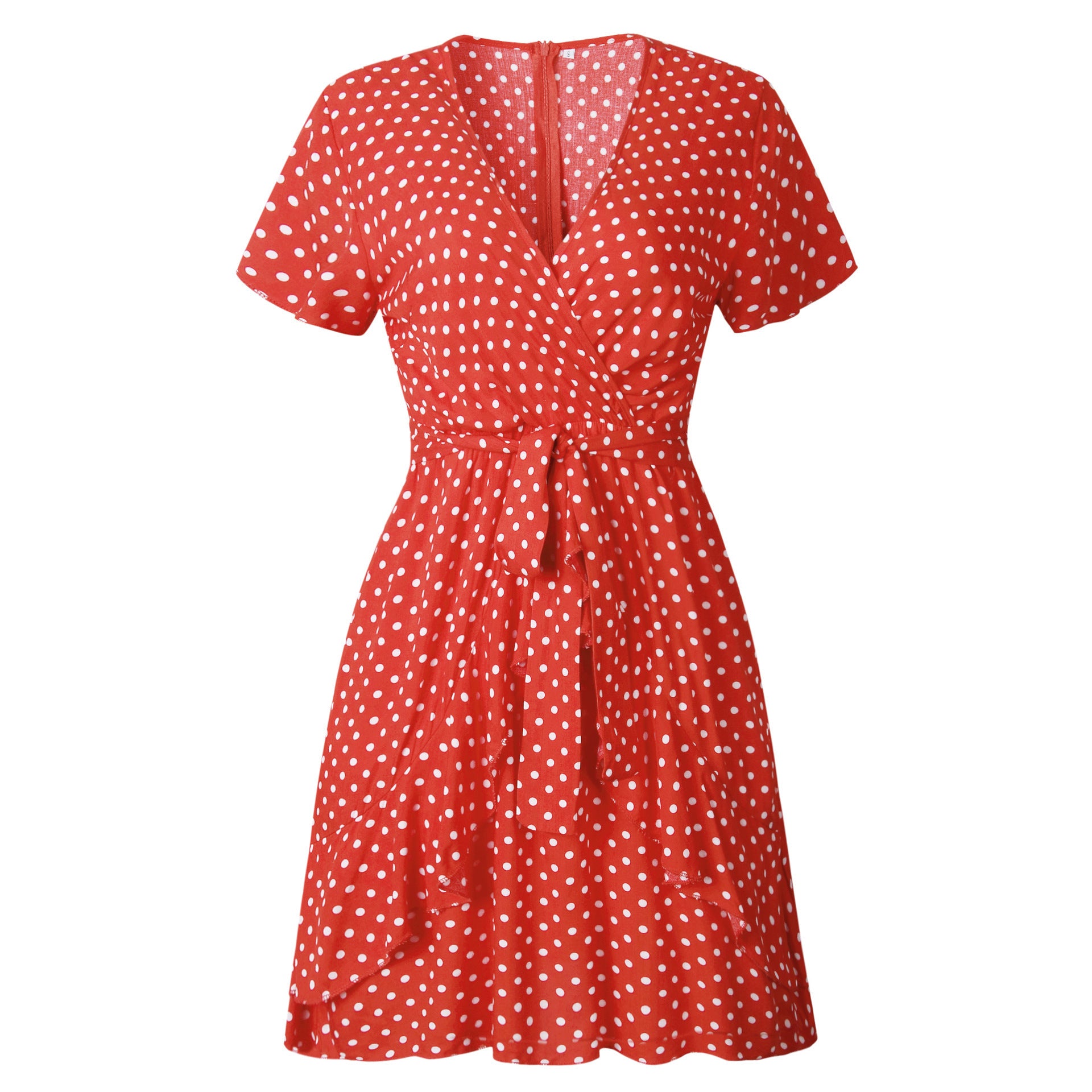 Cross V-neck tie rope waist sexy dress - ANIBEY