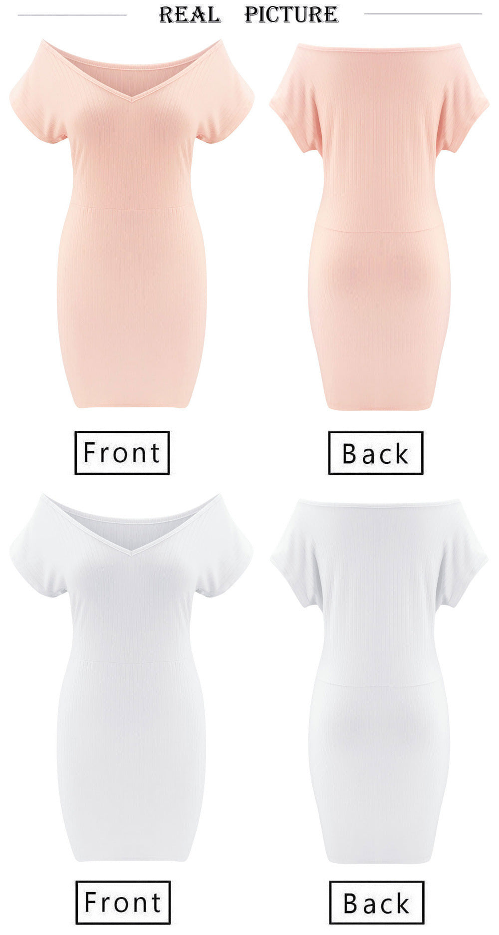 V-neck solid color slim dress - ANIBEY