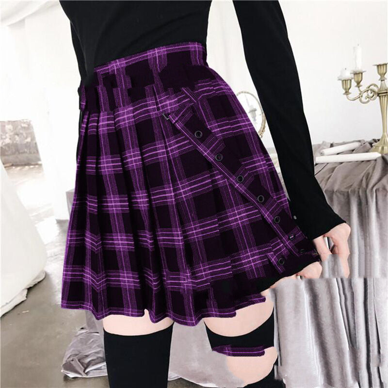 Elastic Skirt Printed Preppy Style Business Temperament Lady Plaid High Waist Skirt Dress - ANIBEY