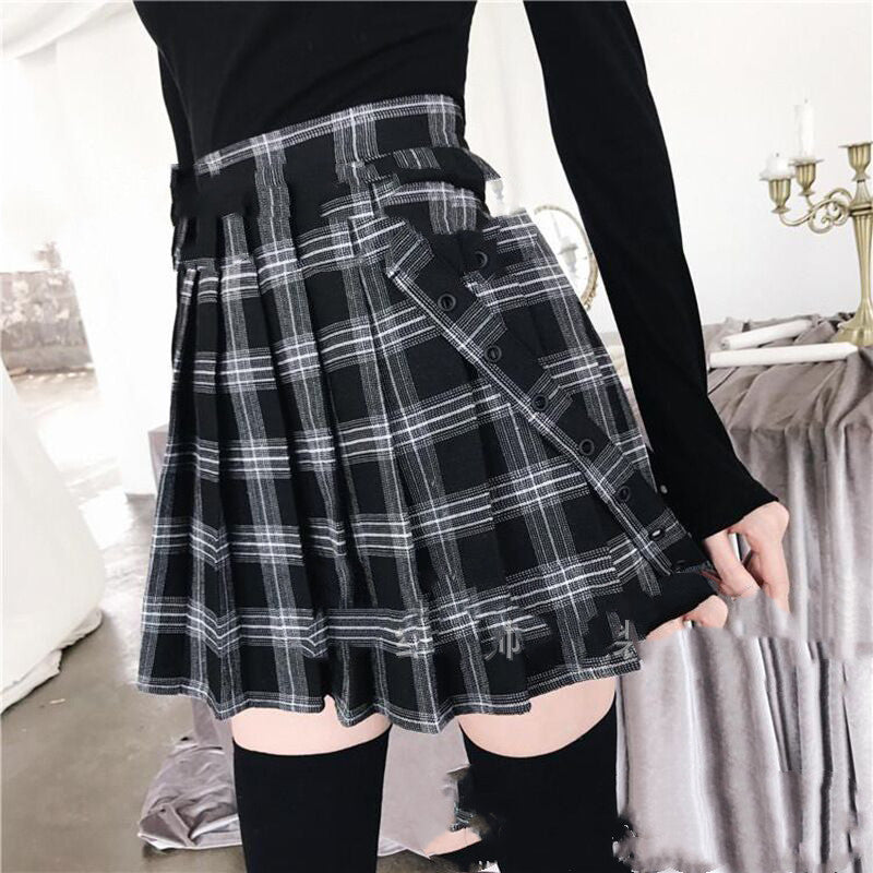 Elastic Skirt Printed Preppy Style Business Temperament Lady Plaid High Waist Skirt Dress - ANIBEY