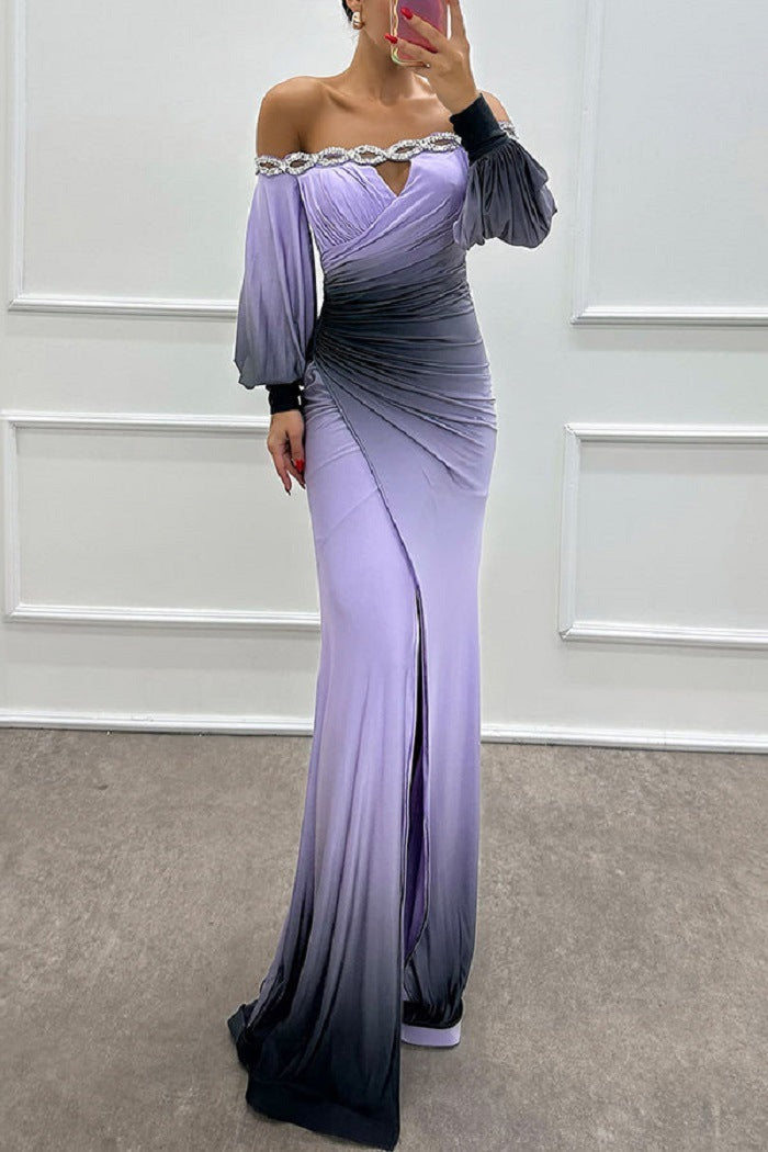 European And American Style Contrast Color Rendering Slim Waist Dress - ANIBEY