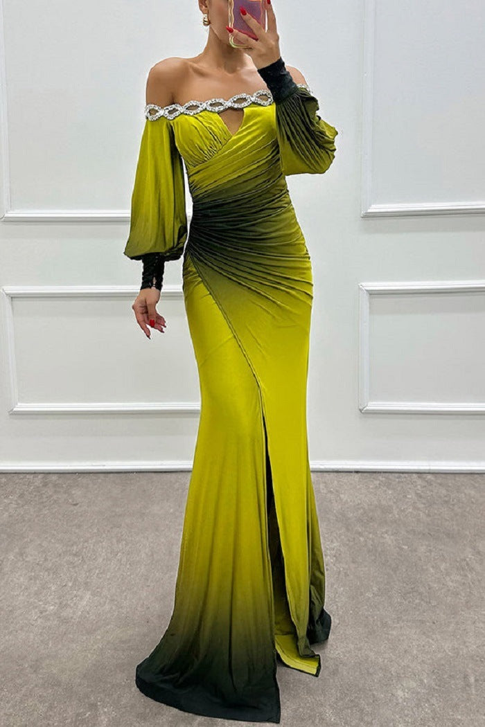 European And American Style Contrast Color Rendering Slim Waist Dress - ANIBEY