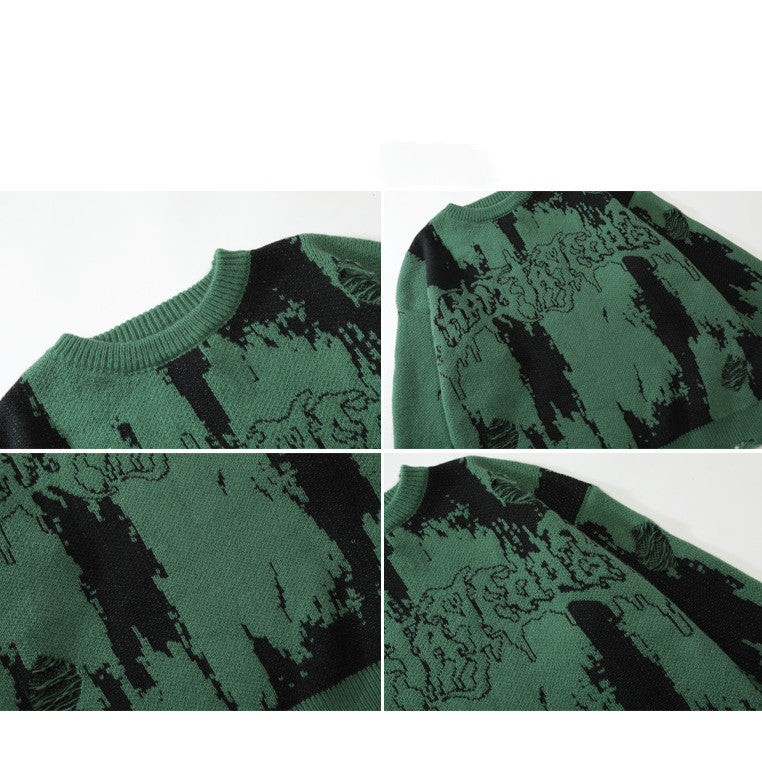 Collision Knitted Crochet Loose Casual Sweater For Men And Women - ANIBEY