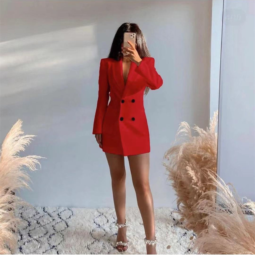 Commuter Backless Double Breasted Suit Skirt Wish - ANIBEY