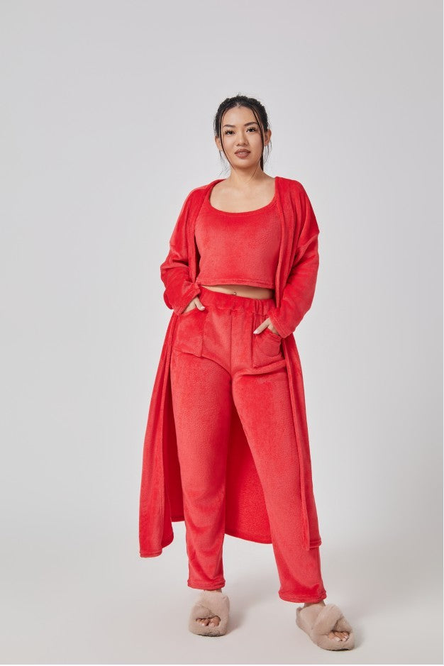 Cozy Three Pieces Lounge Set, Cute Loungewear Women Winter Dress - ANIBEY