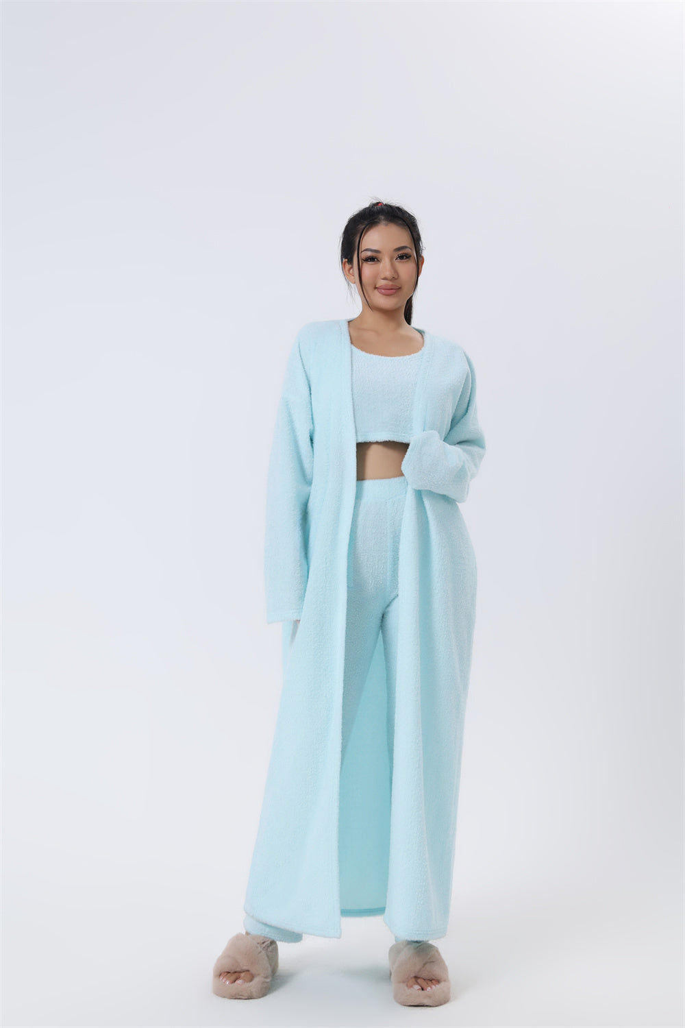 Cozy Three Pieces Lounge Set, Cute Loungewear Women Winter Dress - ANIBEY