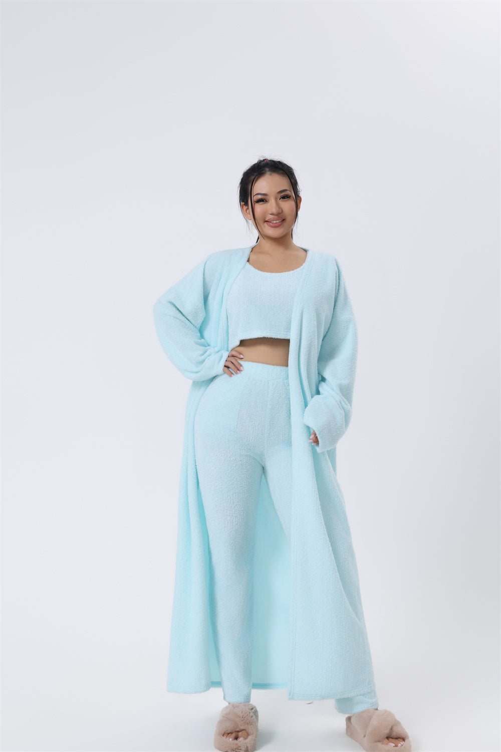 Cozy Three Pieces Lounge Set, Cute Loungewear Women Winter Dress - ANIBEY