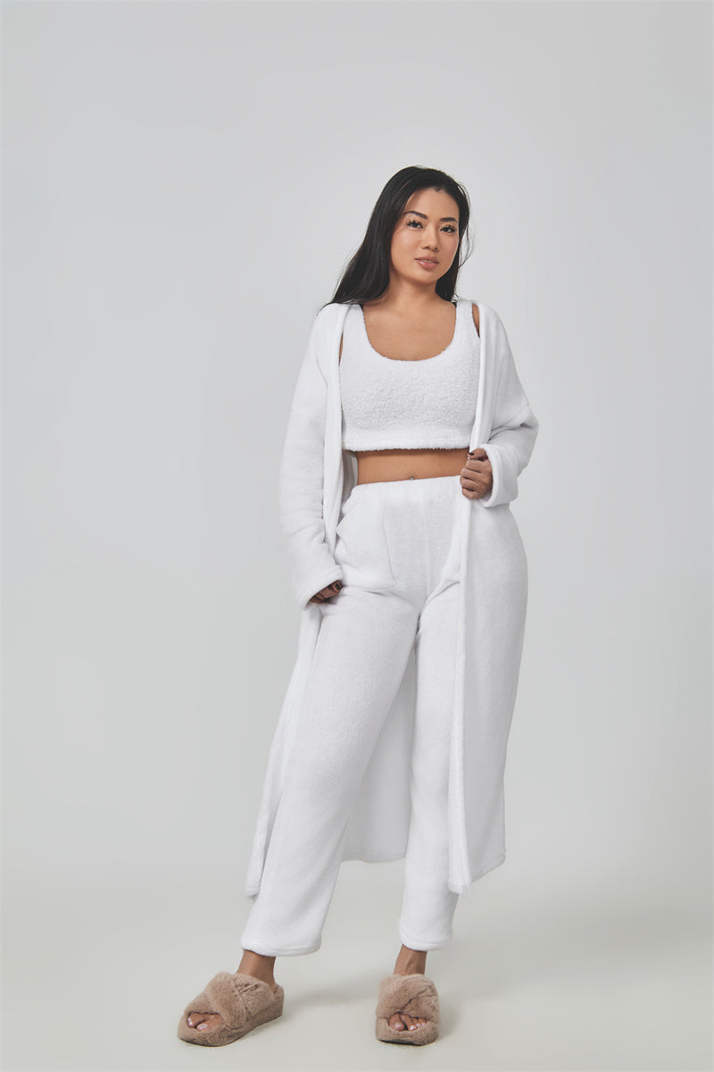 Cozy Three Pieces Lounge Set, Cute Loungewear Women Winter Dress - ANIBEY