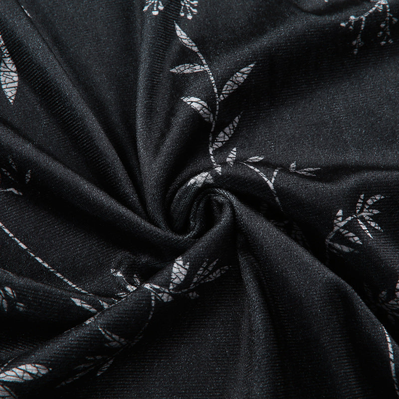 Dark Vintage Style Velvet Split Halter Dress - ANIBEY