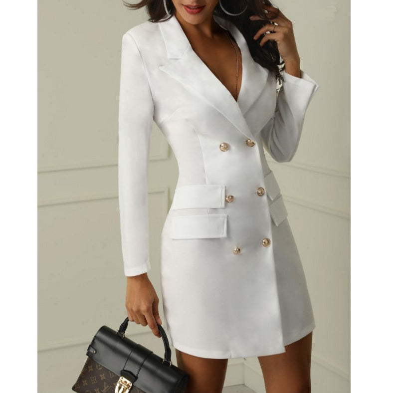 Double Breasted Coat Dress Women's - ANIBEY