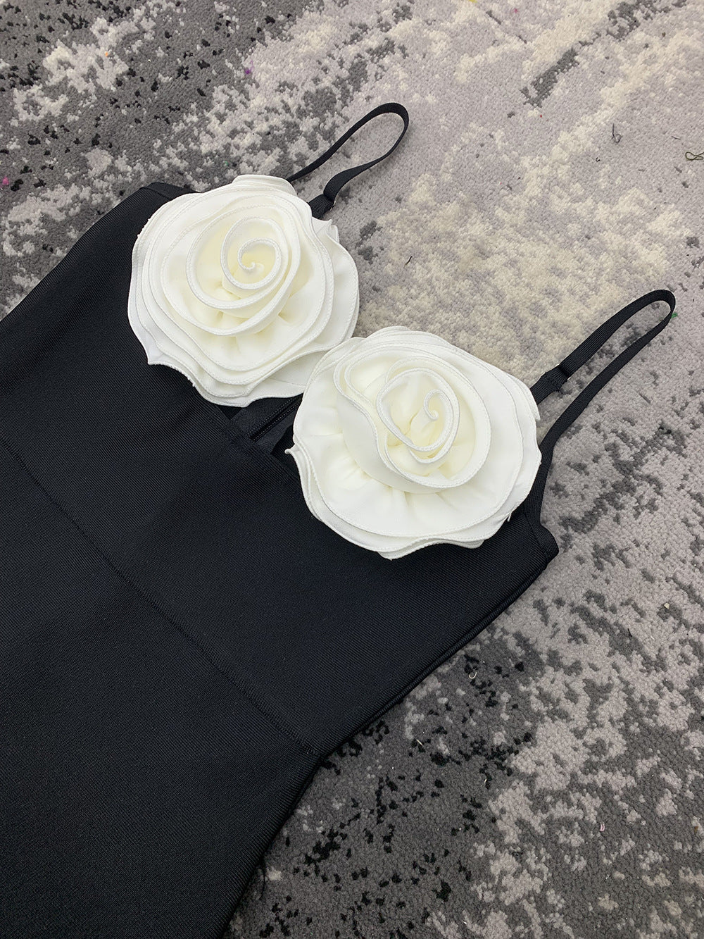 European And American Solid Color Flower Cutout Sleeveless Suspender Dress - ANIBEY