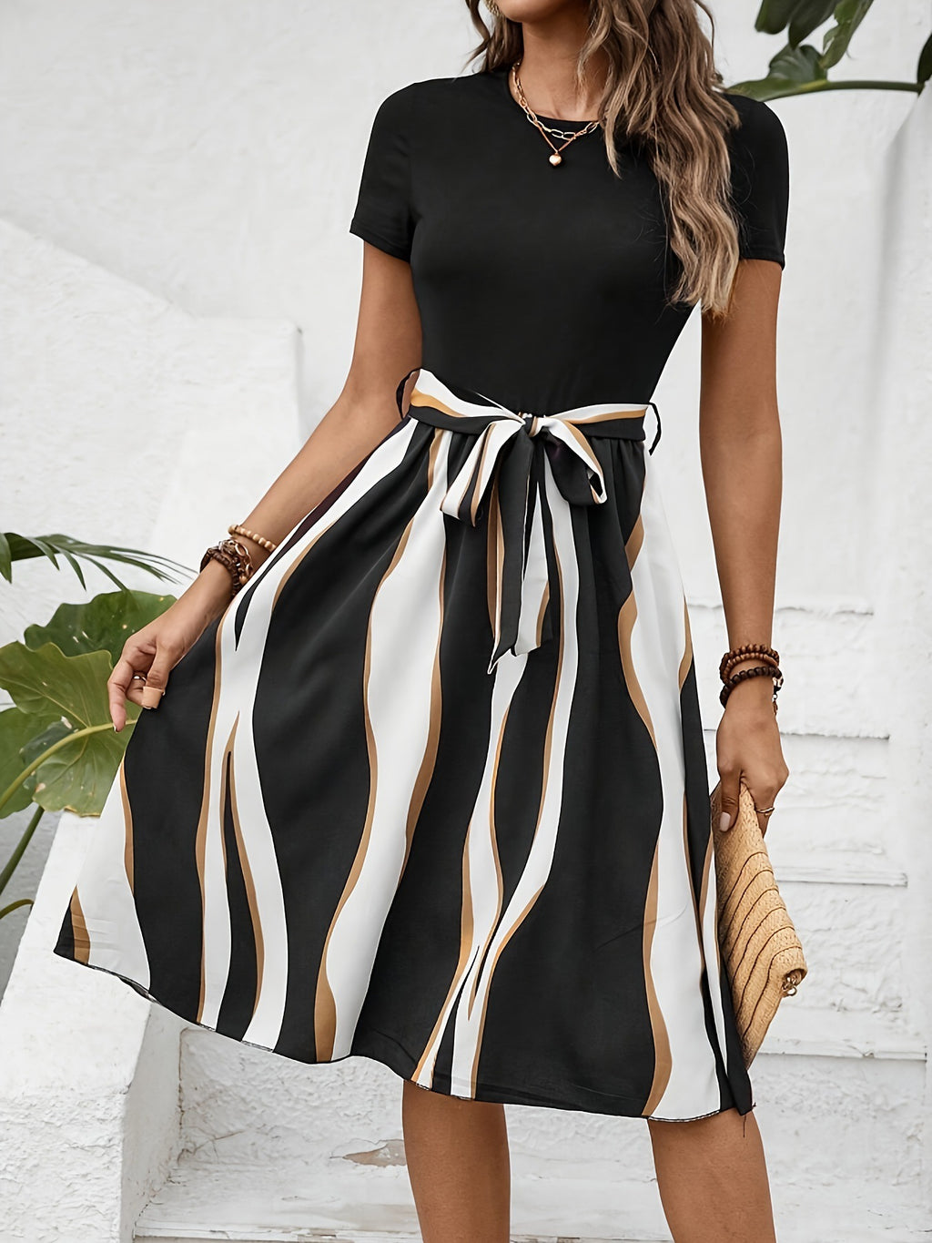 Fashion Business Casual Suit Multi-color Printed Strap Women's Temperament Dress - ANIBEY