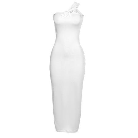 Fashion Sexy Diagonal Shoulder Dress - ANIBEY