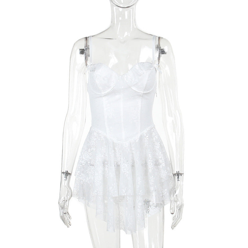 Fashion Temperament Slim Fit Lace Lotus Leaf Dress - ANIBEY