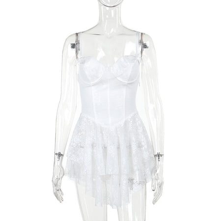Fashion Temperament Slim Fit Lace Lotus Leaf Dress - ANIBEY