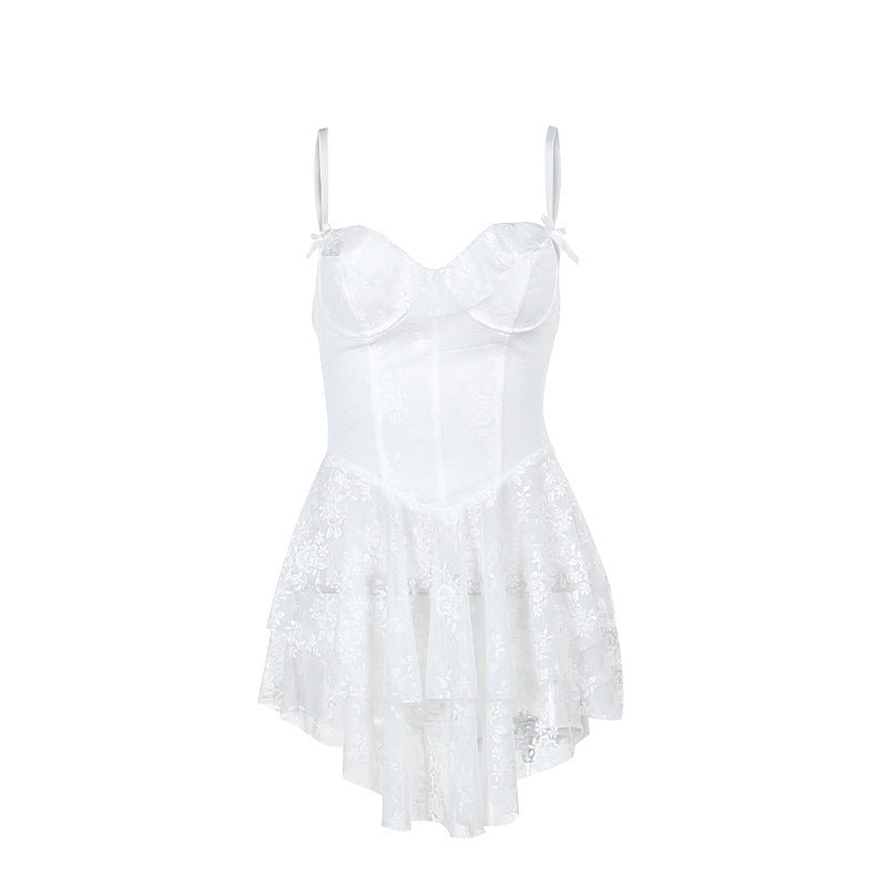 Fashion Temperament Slim Fit Lace Lotus Leaf Dress - ANIBEY