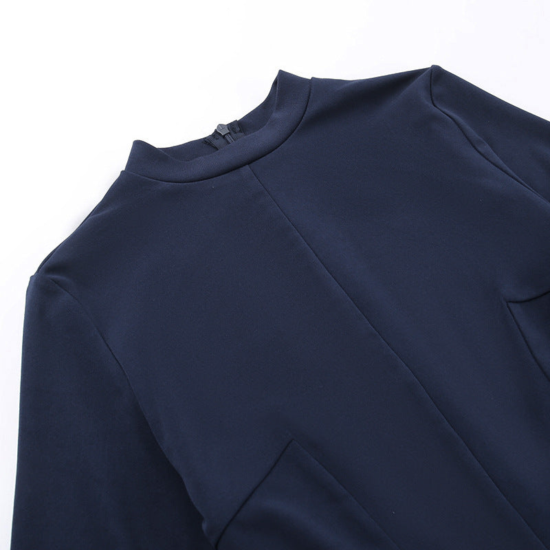 Half-high Collar Long Sleeves Skinny Sheath Women's Dress - ANIBEY