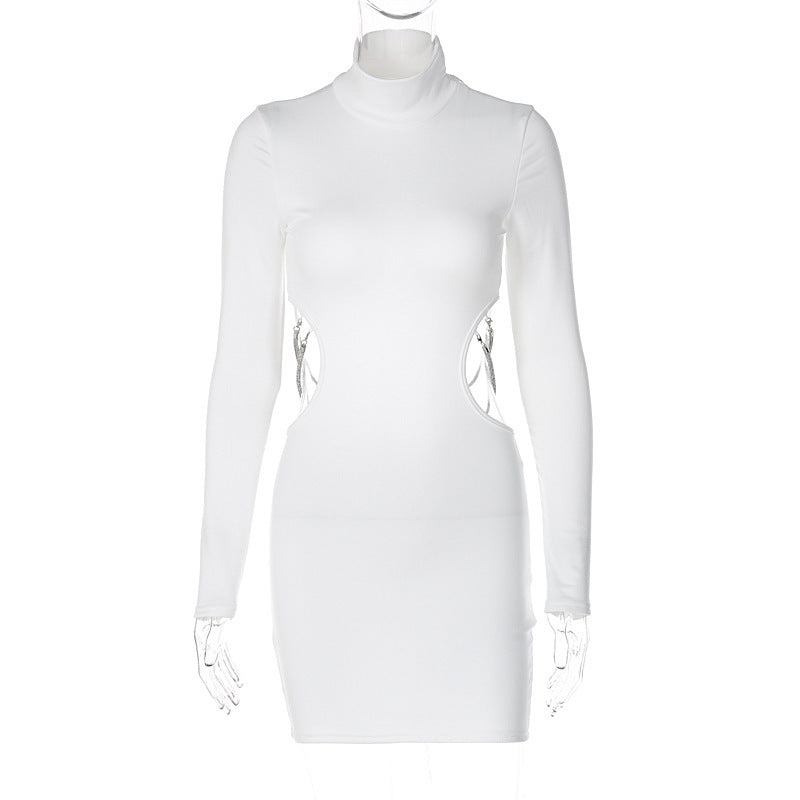 Ladies New Backless Chain Long Sleeve Dress - ANIBEY