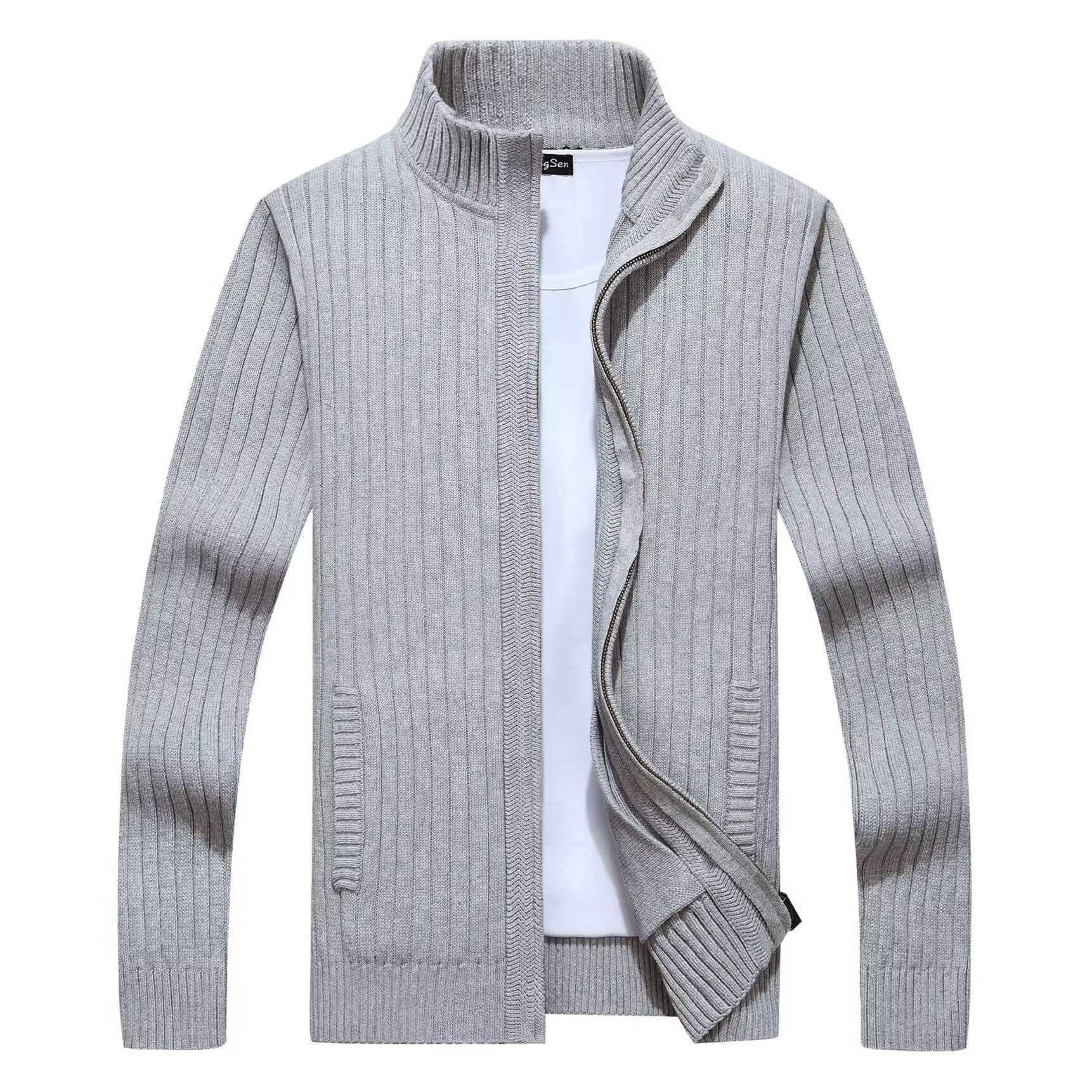 Men Fleece-lined Thickened Zipper Outerwear Sweater - ANIBEY
