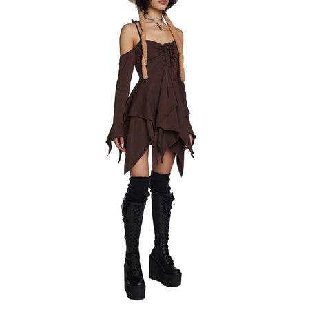 Pleating Halloween Performance Wear Irregular Spaghetti-strap Dress - ANIBEY