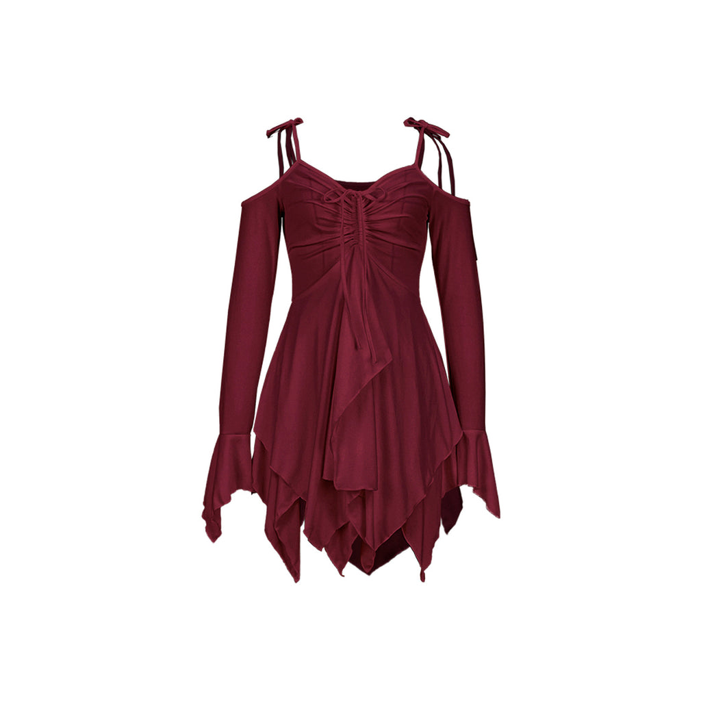 Pleating Halloween Performance Wear Irregular Spaghetti-strap Dress - ANIBEY