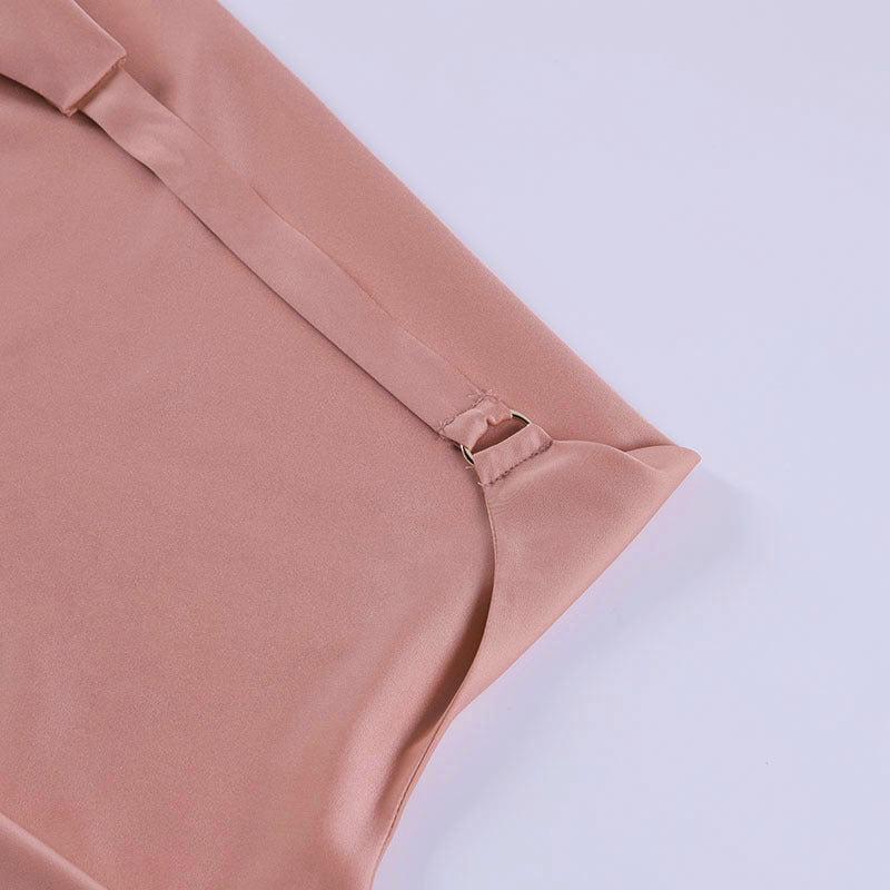 Satin Party Dress V Neck Backless Mini Sleeveless Summer Party Dress - ANIBEY