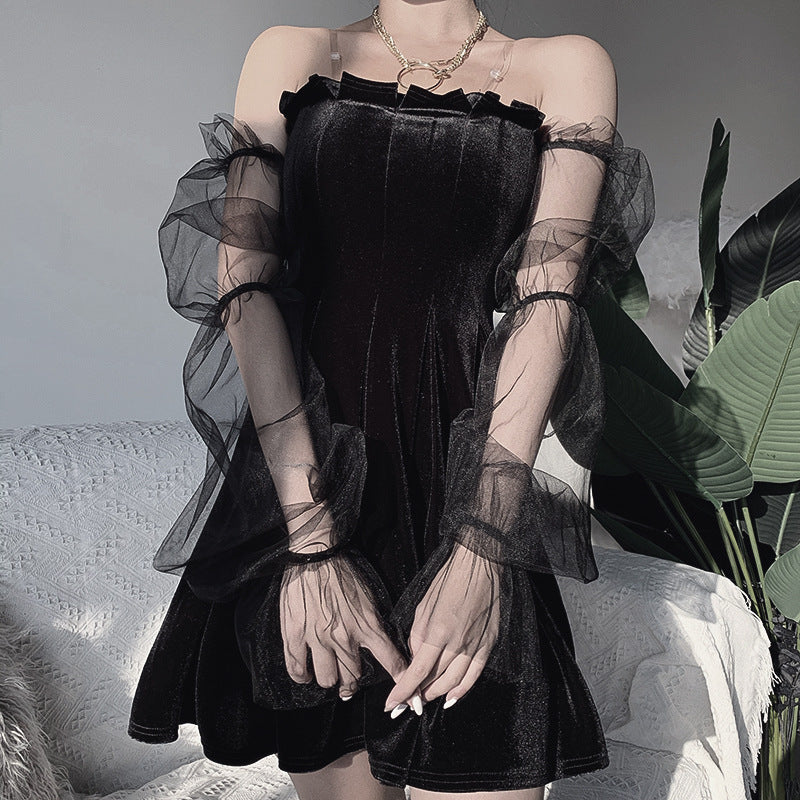 Sexy see-through mesh pleated skirt - ANIBEY