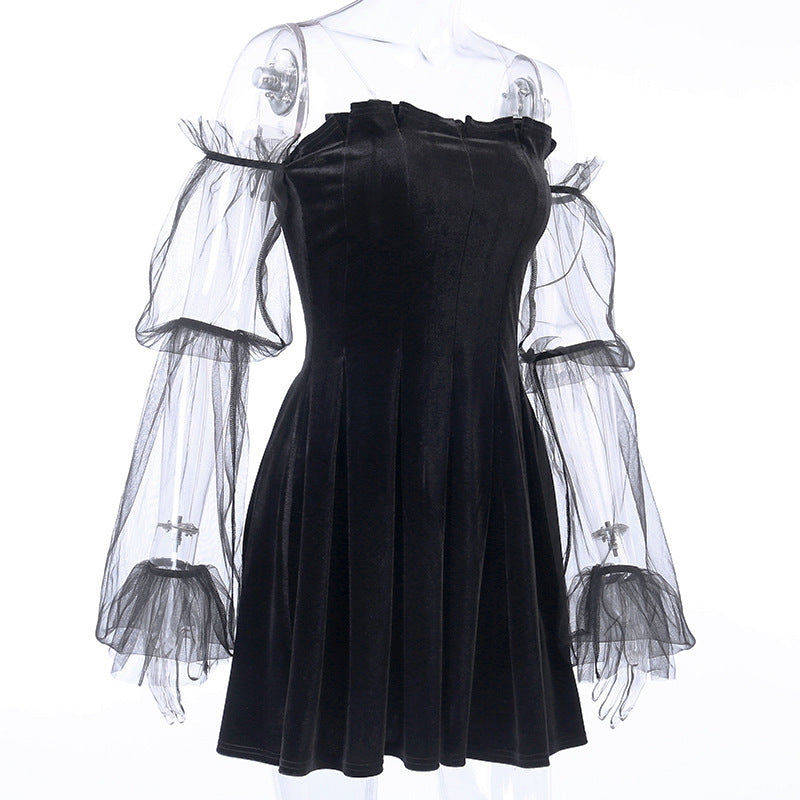 Sexy see-through mesh pleated skirt - ANIBEY