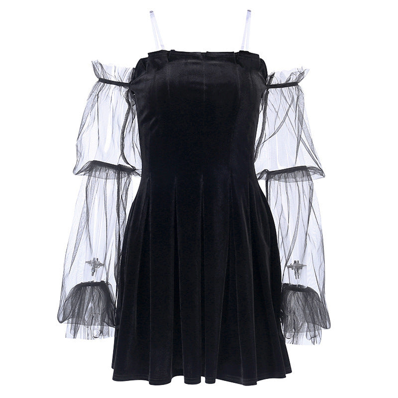 Sexy see-through mesh pleated skirt - ANIBEY