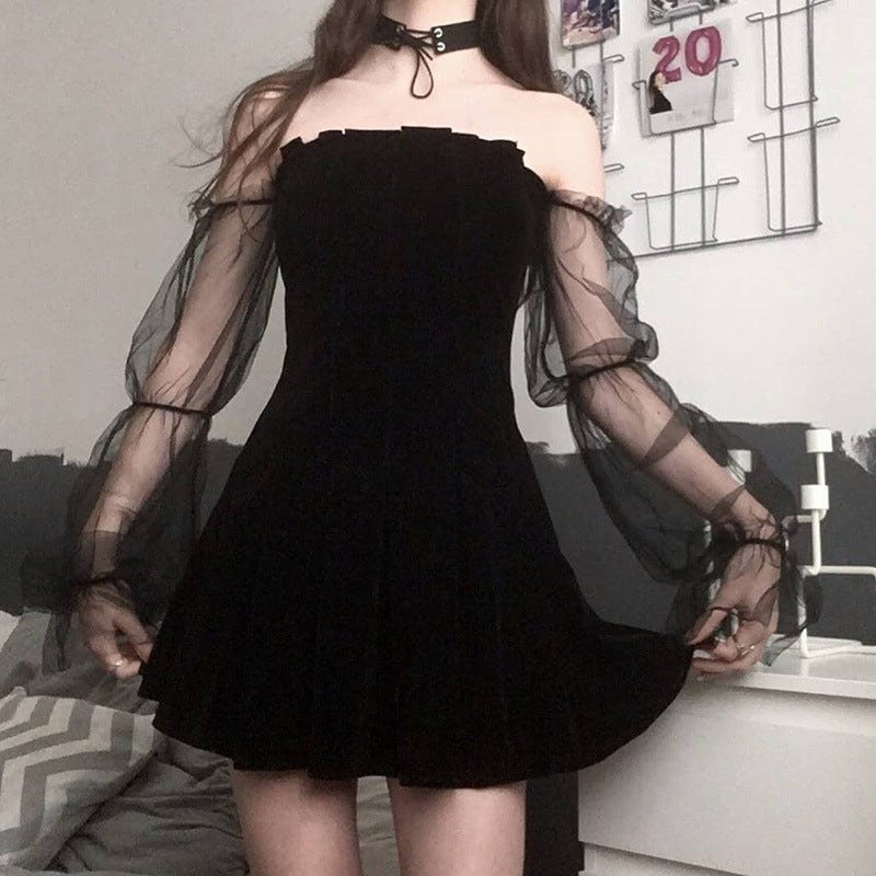 Sexy see-through mesh pleated skirt - ANIBEY