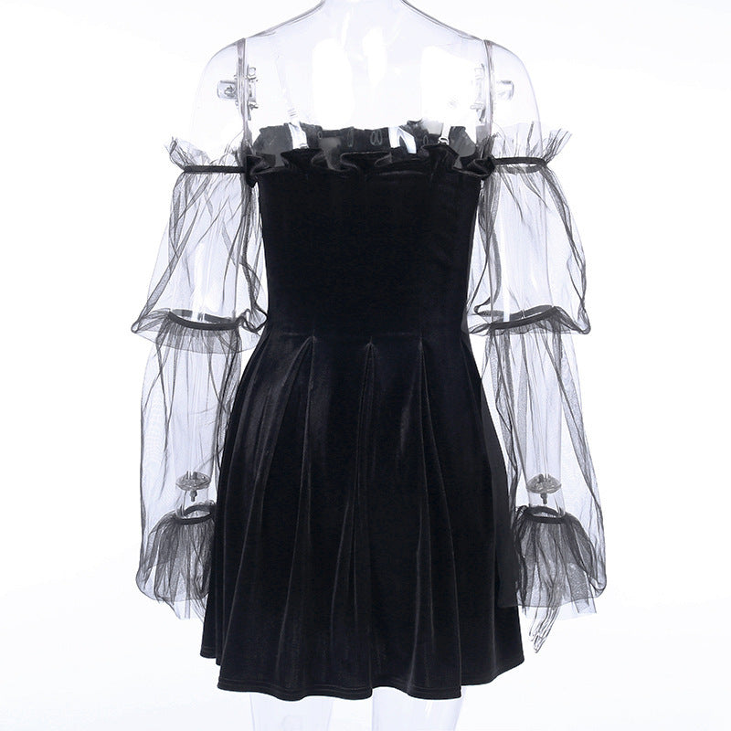 Sexy see-through mesh pleated skirt - ANIBEY