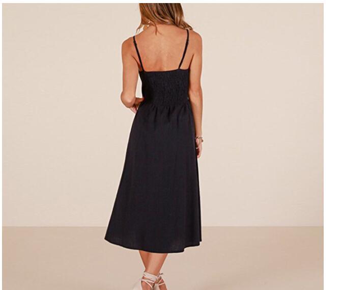 Sexy Suspender Button Pocket Halter Dress - ANIBEY