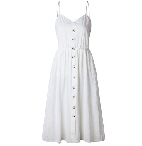 Sexy Suspender Button Pocket Halter Dress - ANIBEY