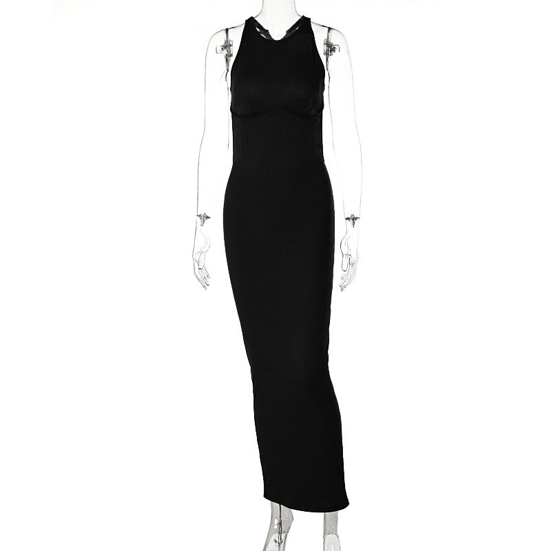 Sleeveless Backless Long Slim Fit Dress - ANIBEY