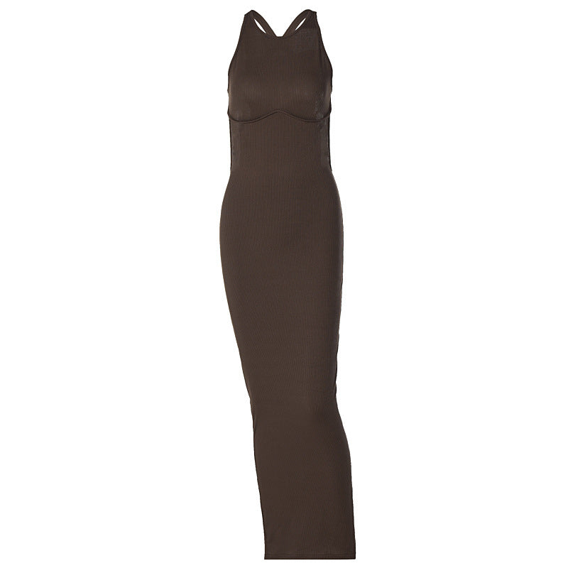 Sleeveless Backless Long Slim Fit Dress - ANIBEY