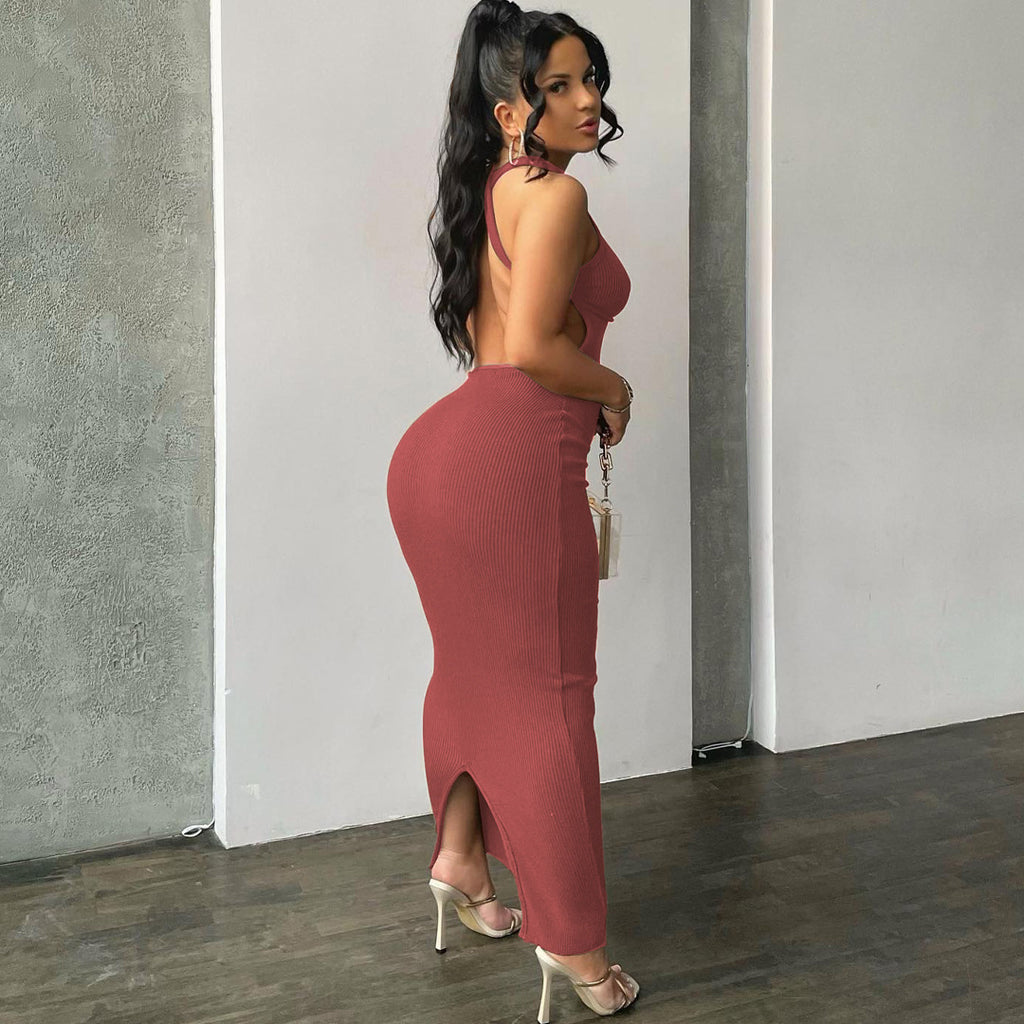 Sleeveless Backless Long Slim Fit Dress - ANIBEY