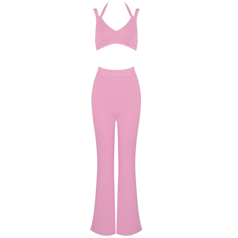 Slim flared trousers bandage suit - ANIBEY