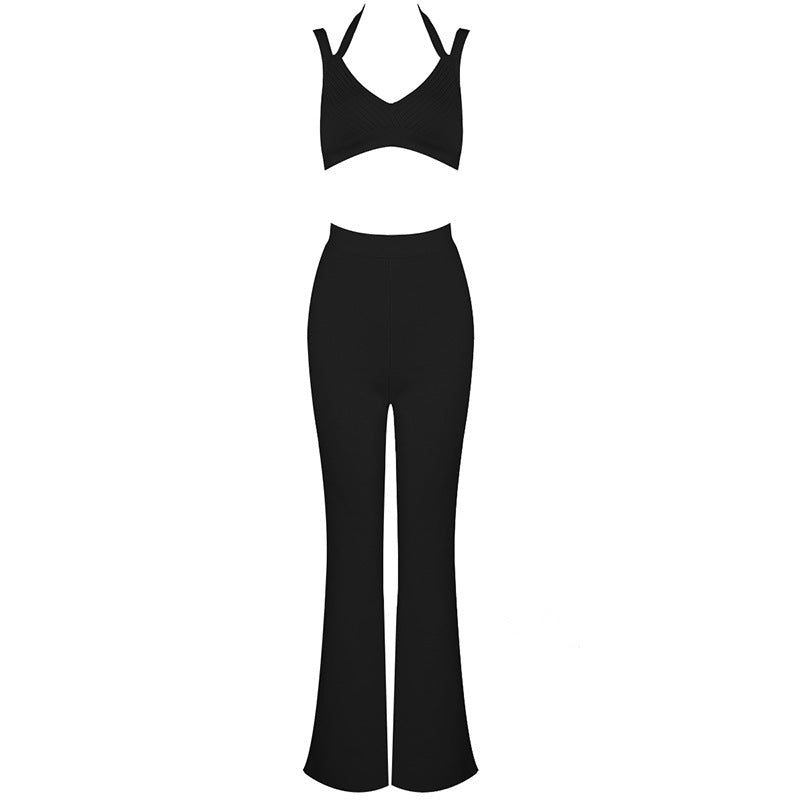 Slim flared trousers bandage suit - ANIBEY