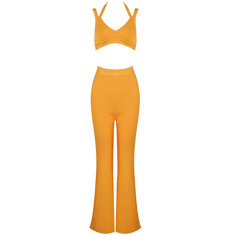 Slim flared trousers bandage suit - ANIBEY