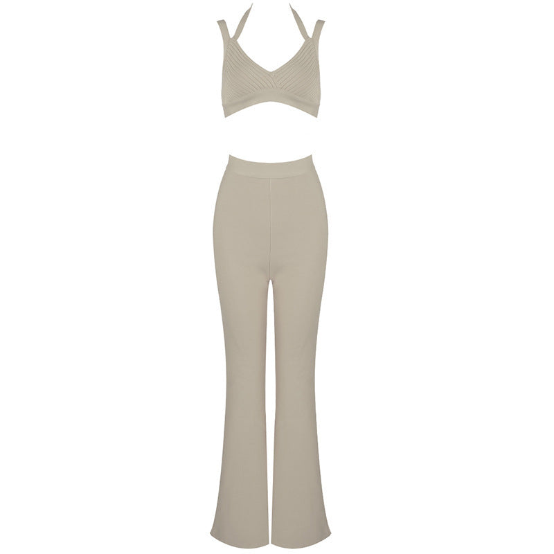 Slim flared trousers bandage suit - ANIBEY
