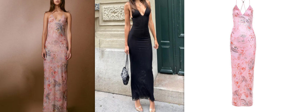 Woman Floral Print Halter Spaghetti Straps Dress Sexy Slim Butterfly Back Dress - ANIBEY