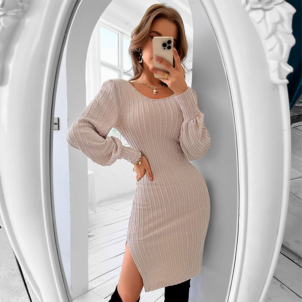 Women's Autumn And Winter Skinny Knit Dress - ANIBEY