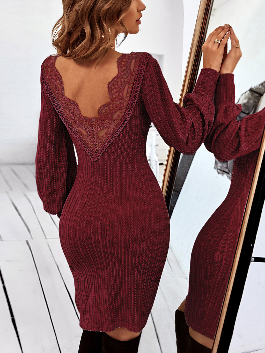 Women's Autumn And Winter Skinny Knit Dress - ANIBEY