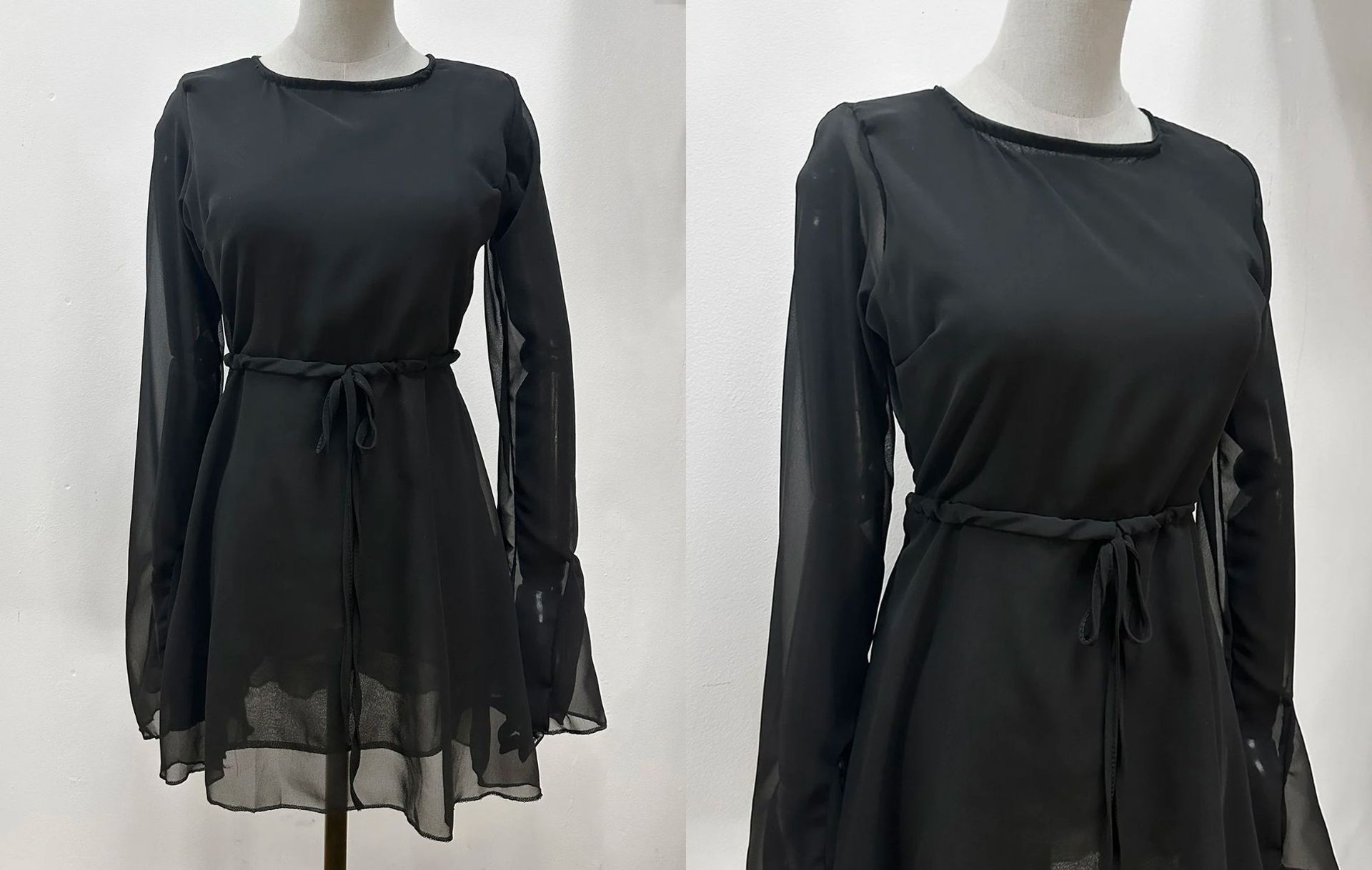 Women's Black Backless Temperament Waist-Controlled Long Sleeves Designer Skirt - ANIBEY