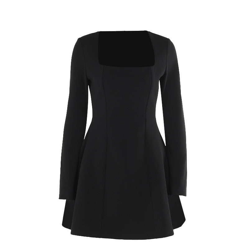 Women's Clothing Slim Fit Square Collar Long Sleeve Dress Women - ANIBEY