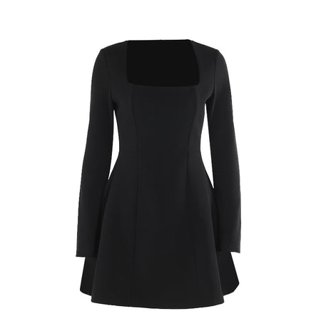 Women's Clothing Slim Fit Square Collar Long Sleeve Dress Women - ANIBEY
