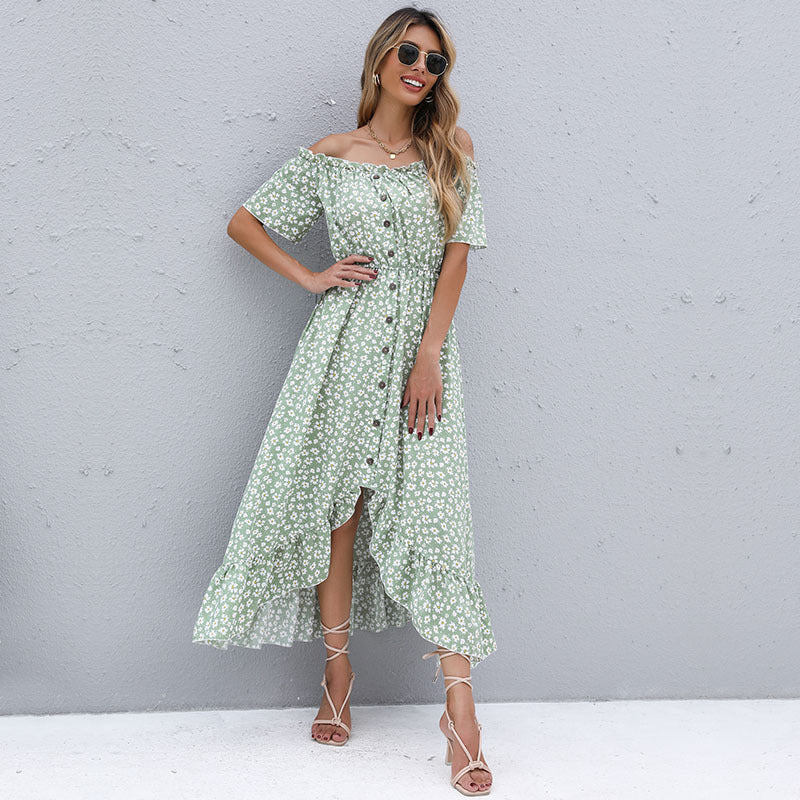 Women's Fashion Irregular Off-shoulder Dress - ANIBEY