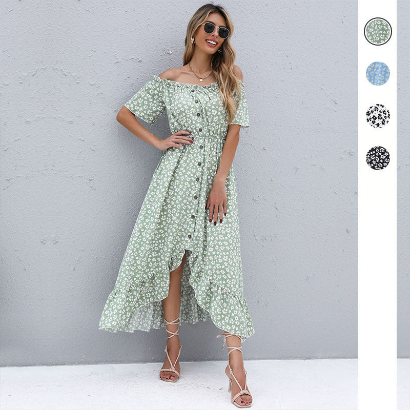 Women's Fashion Irregular Off-shoulder Dress - ANIBEY