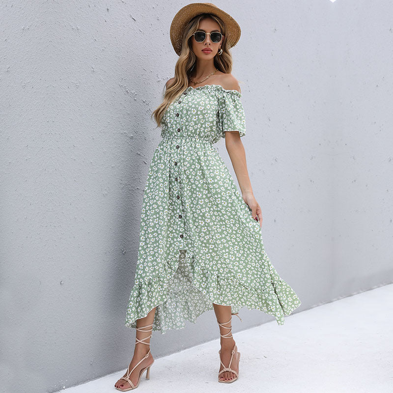 Women's Fashion Irregular Off-shoulder Dress - ANIBEY